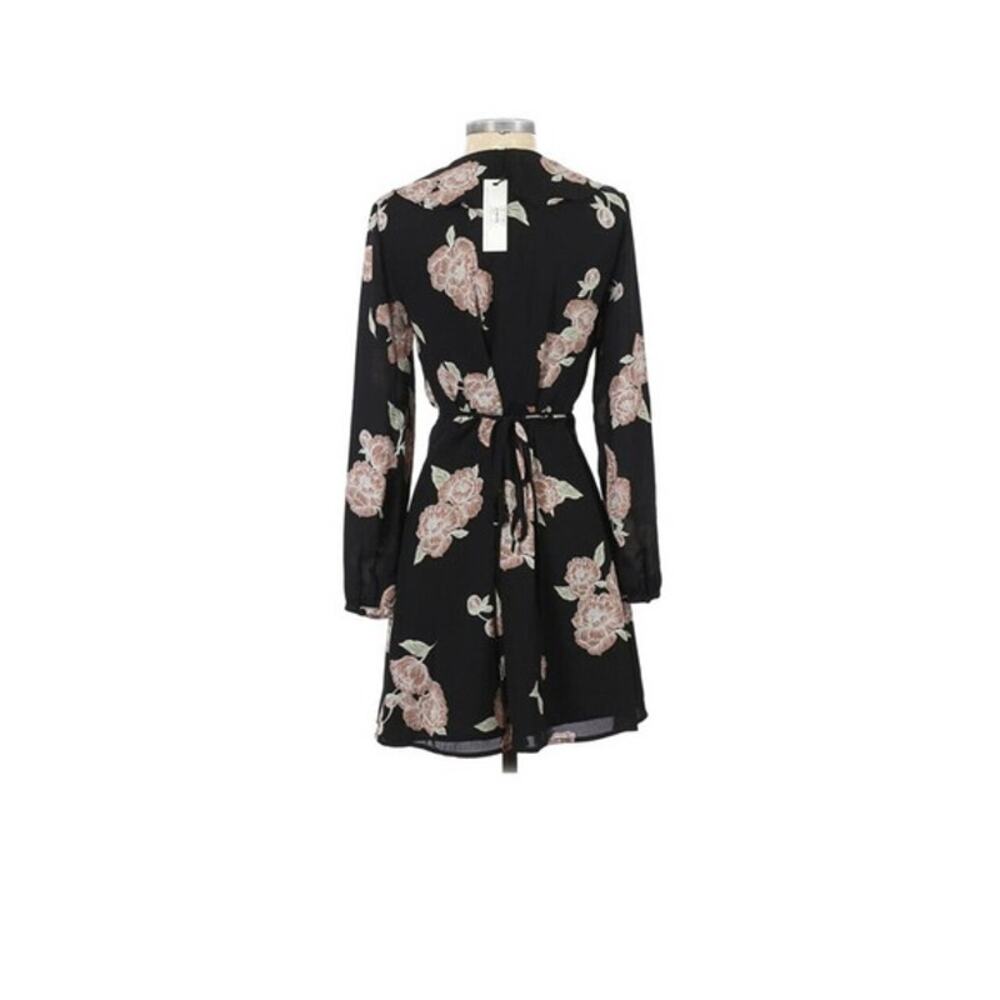 Cupcakes & Cashmere Womens Dress Zora Floral Print Ruffle Neck Wrap Black Size S - Picture 9 of 9